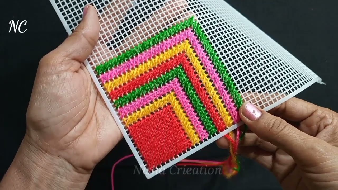 Multi color Plastic Canvas Hand Fan Design, toble mar, Jhalar Design#मैंटमेंसुन्दरडिजाइनकैसेबनायें