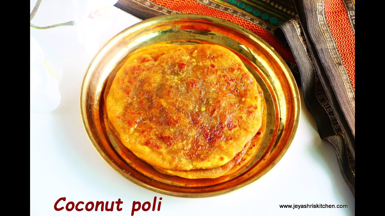 Coconut poli with wheat flour - Soft thengai poli - Celebrating 12 years of Jeyashri's Kitchen