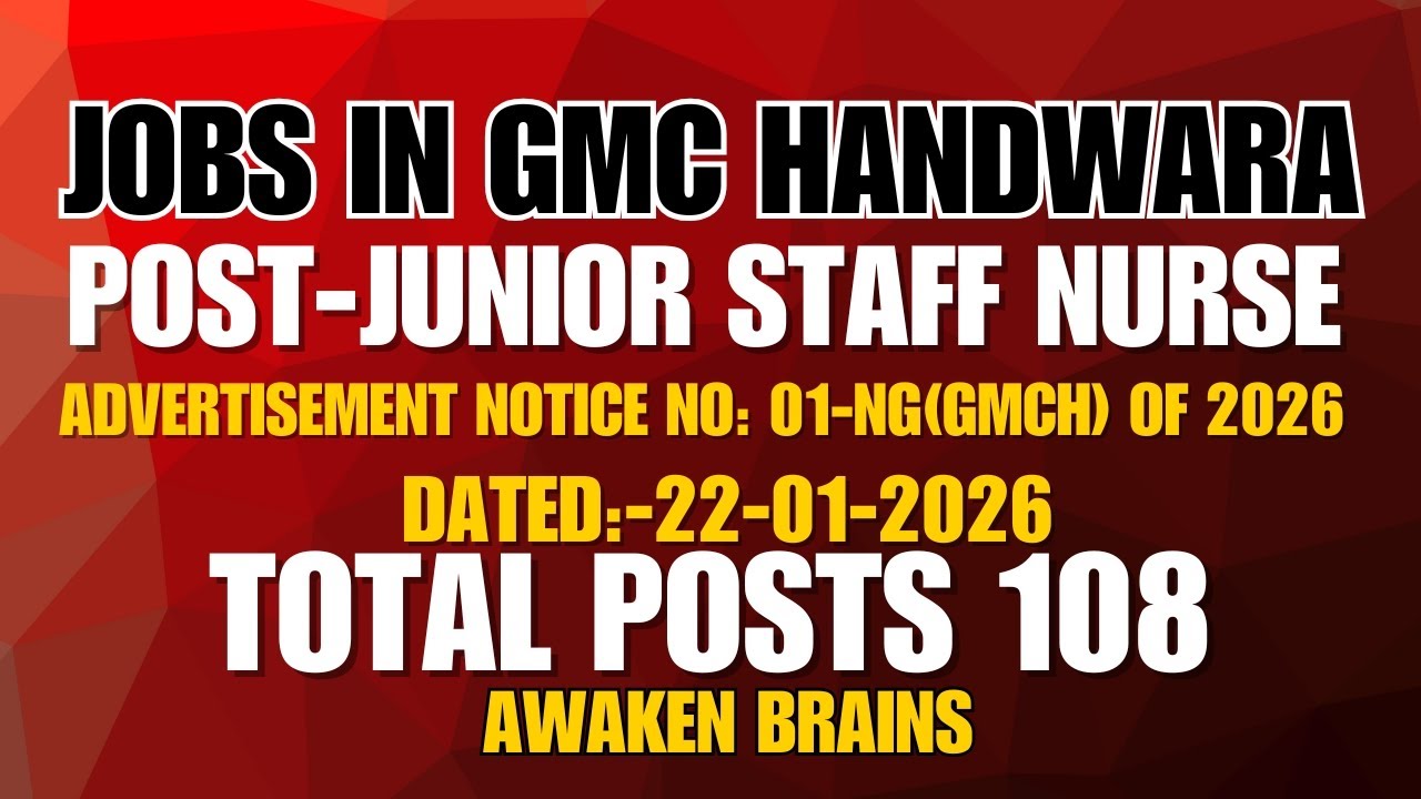 Junior Staff Nurse Jobs in GMC Handwara 2026| Total Post's 108| Job Vacancies in GMC Handwara  2026