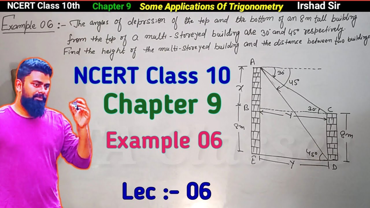 Ncert class 10 maths chapter 9 example 6 | The angle of depression of the top and the bottom of an