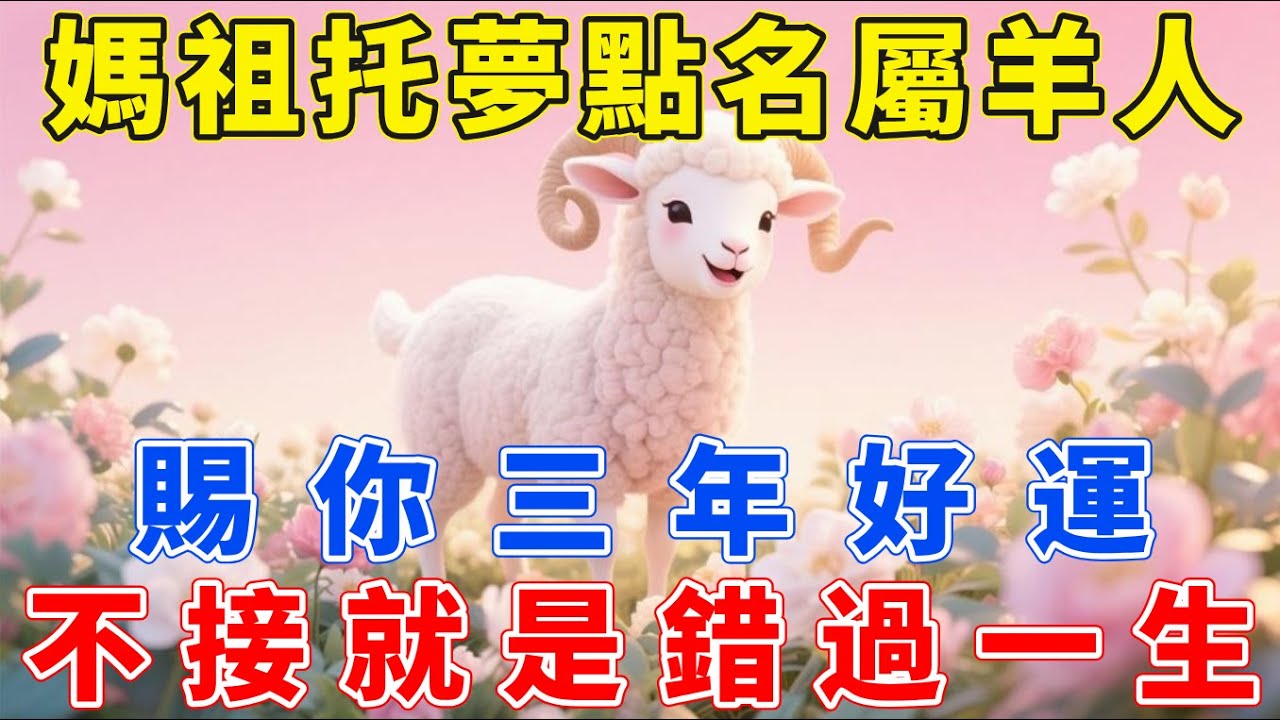 媽祖託夢點名屬羊人！賜你三年好運，不接就是錯過一生！【生肖佑福】#生肖 #運勢 #風水 #財運#命理