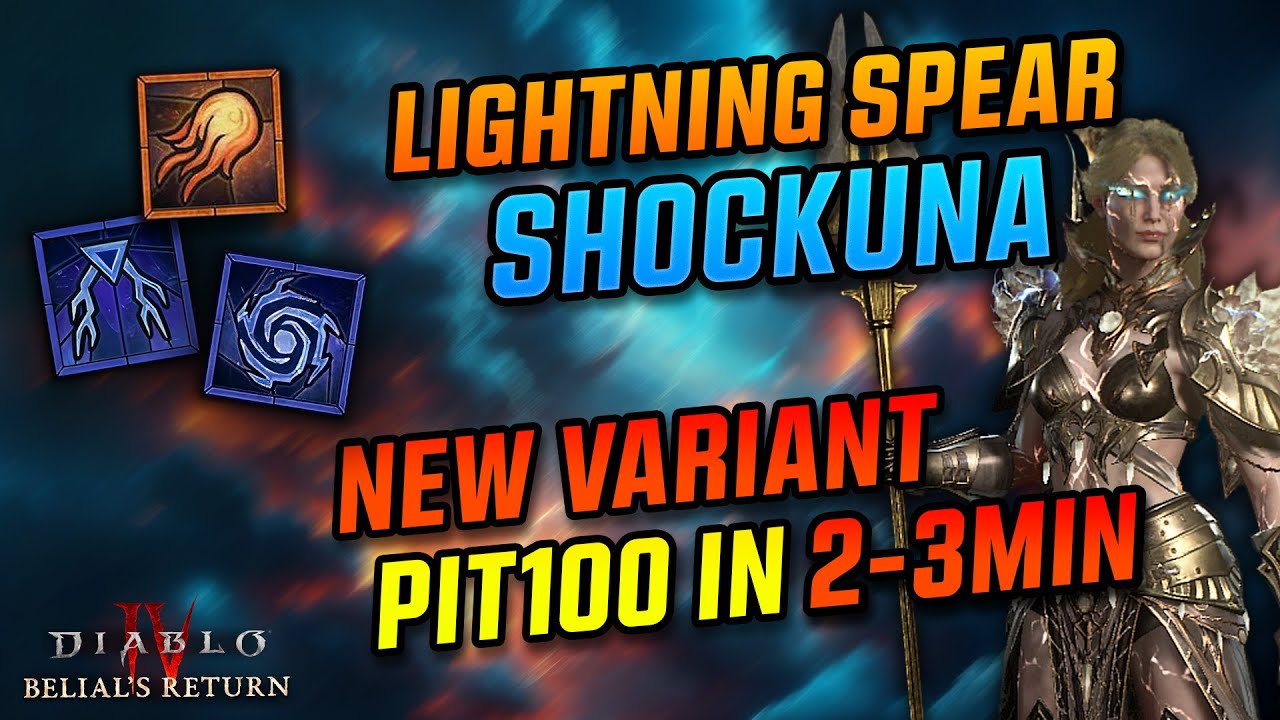 Fastest Pit 100 Build? NEW Shockuna Variant MELTS Bosses! - S8 Diablo 4