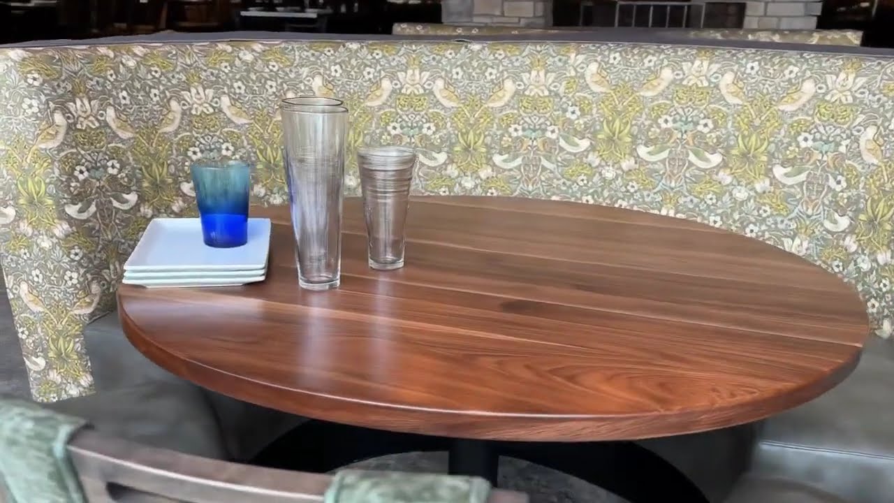 Wisconsin Black Walnut Restaurant Table Tops Custom Sizes Straight Edge Live Edge TableBaseDepot.com