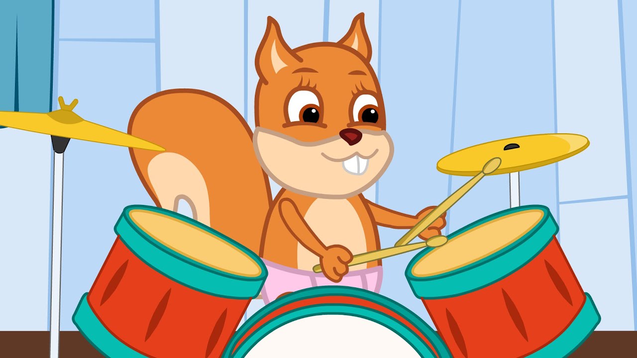 Bridie Squirrel in English - Drums Cartoon for Kids