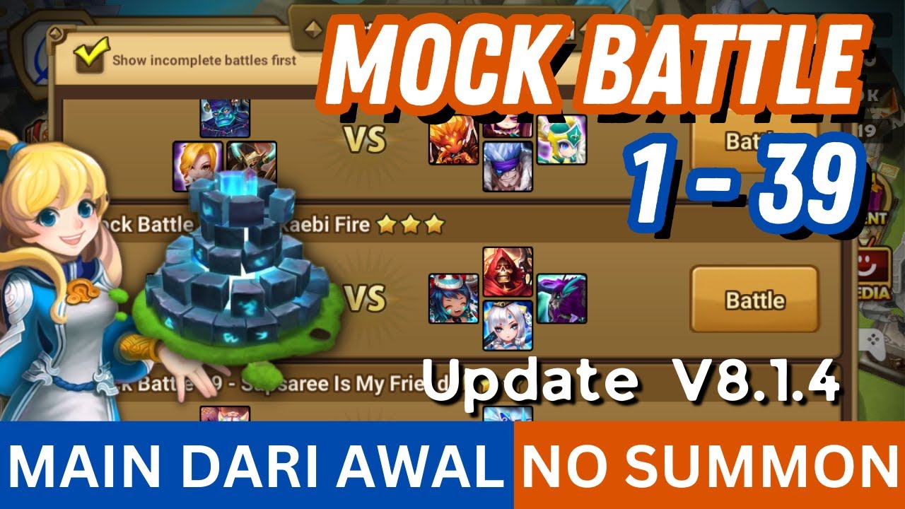 MOCK BATTLE 1 - 39 UPDATE v8.1.4 - MDA NO SUMMON EPS SPECIAL | Summoners War Indonesia