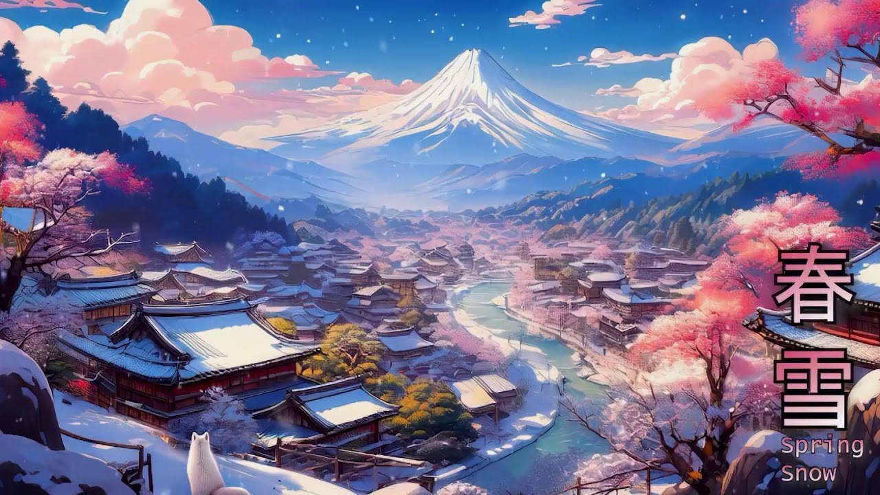 Spring Snow Zen ❄️ Shakuhachi & Koto | Relaxing Temple Bells [12HR] 春の雪・禅 Vol.25