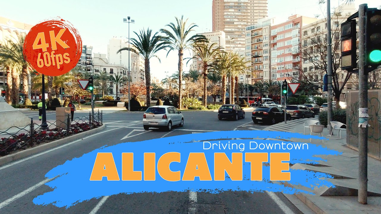Alicante city. Driving downtown.