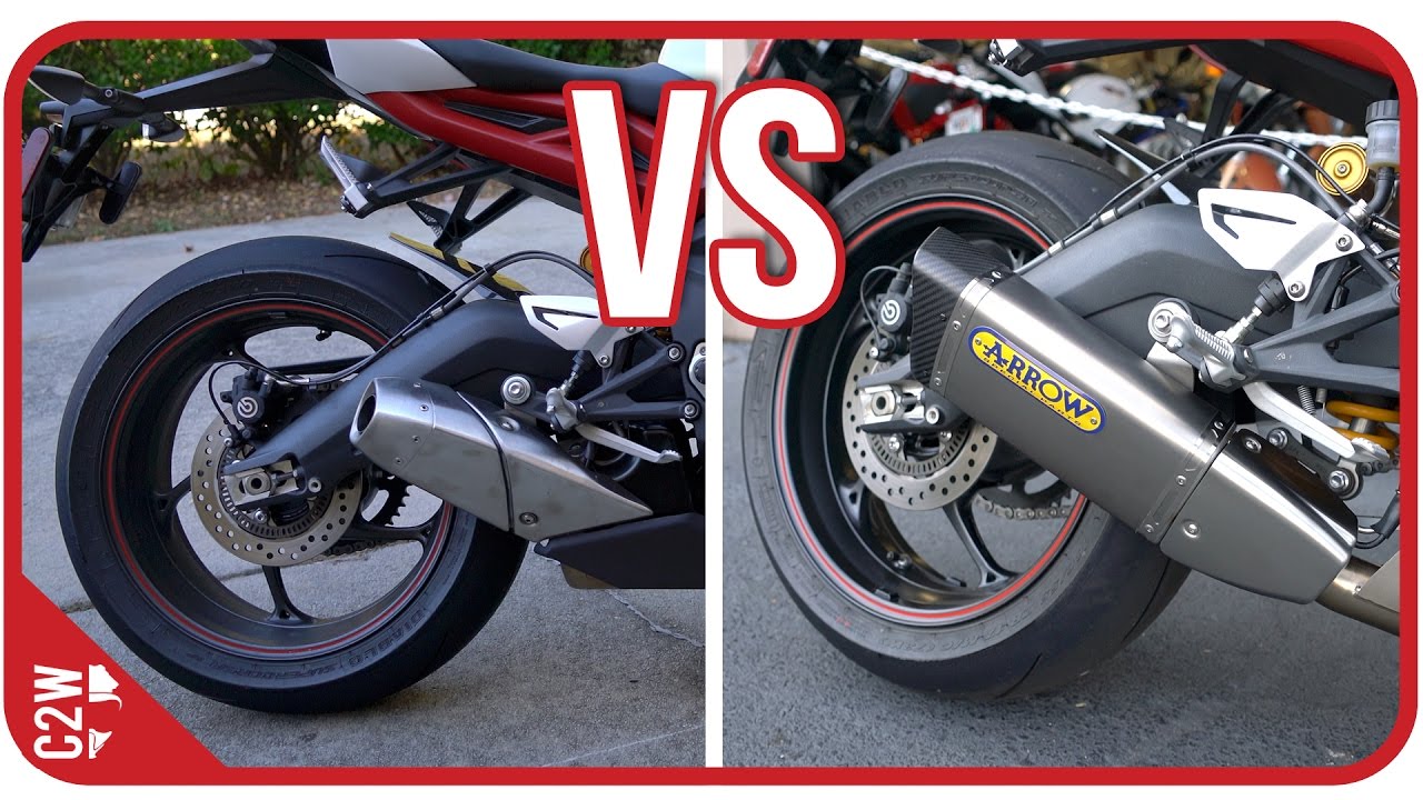 Stock Exhaust vs Arrow slip-on | 2016 Triumph Daytona 675r