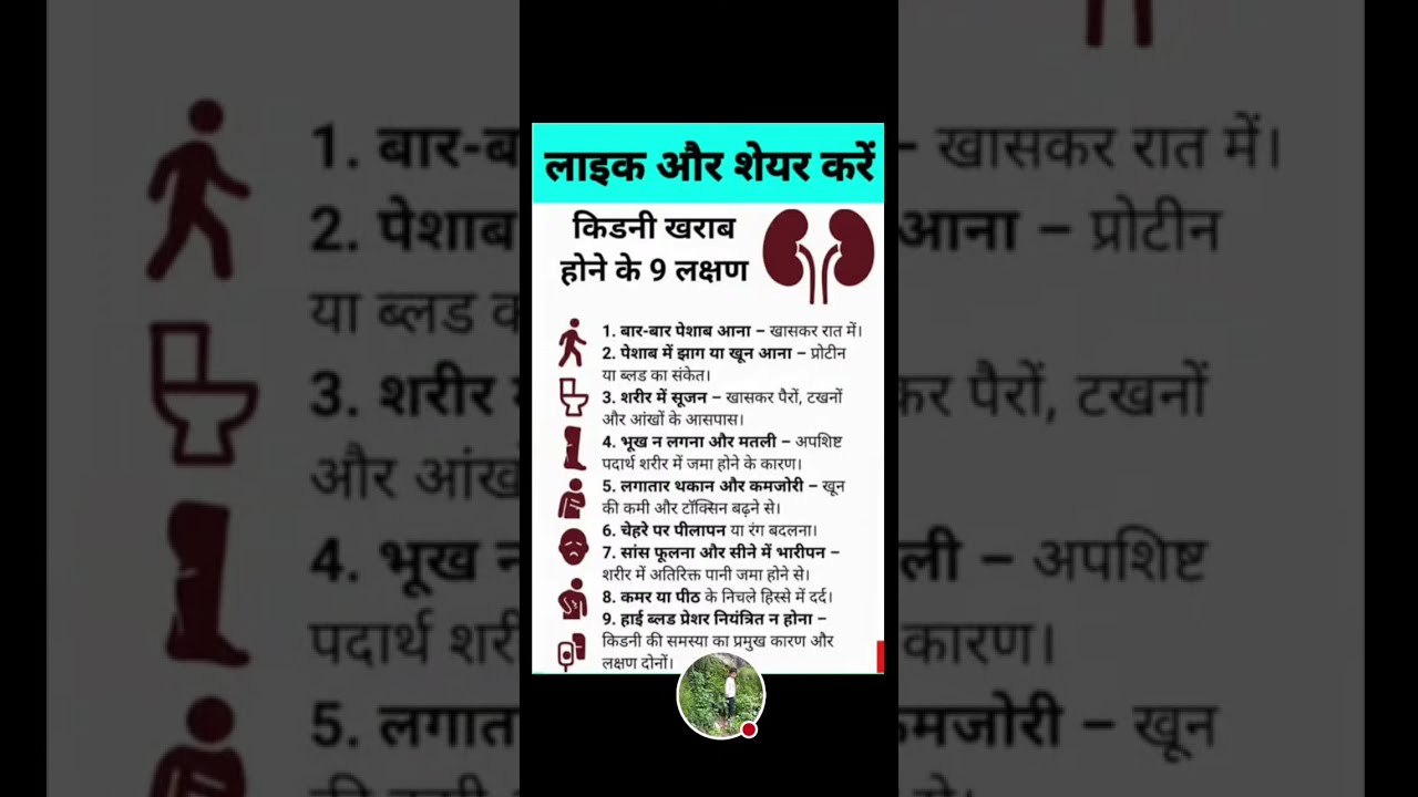 किडनी खराब होने के 9 लक्षण वो कौन-कौन से 9 लक्षण हैं 🤔