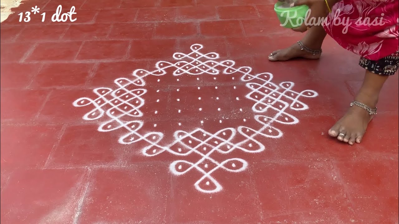 13*1 dot simple sikku kolam #mugguluchukkalamuggulu #muggulu #dailykolam #kolam @thiruappukutty6467 