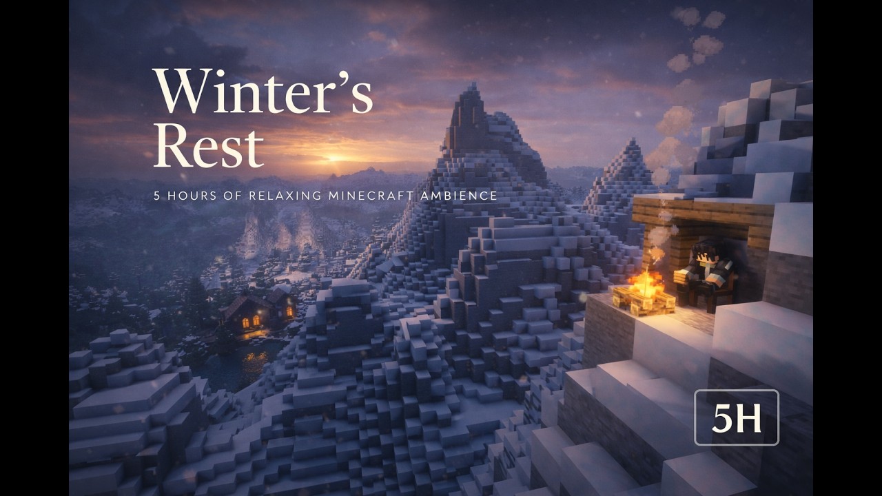 Winter’s Rest - 5 Hours of Relaxing Minecraft Snow Mountain Ambience for Sleep, Study & Focus