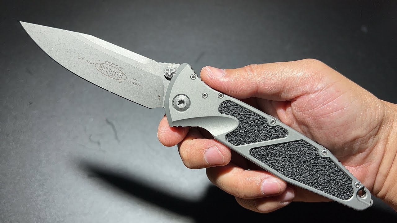MICROTECH SOCOM ELITE NATURAL CLEAR APOCALYPTIC S/E CLIP POINT 160-10APNC เทาเนียนทั้งตัว