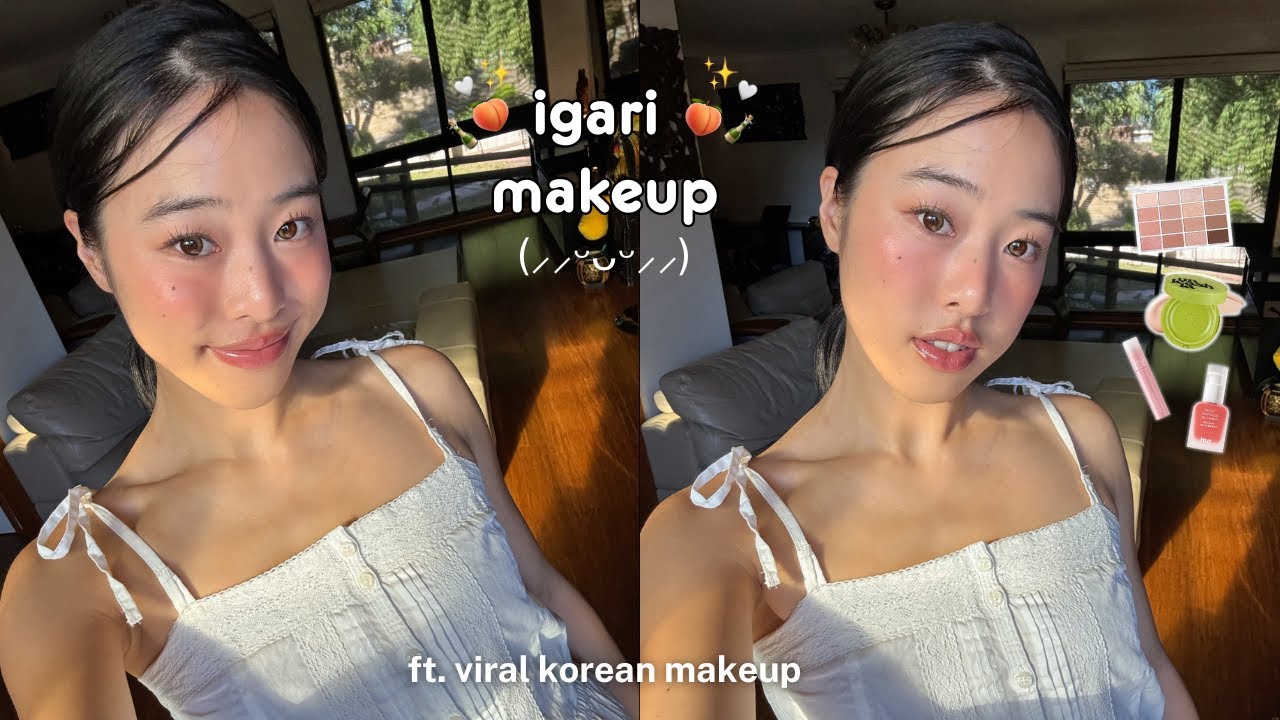 IGARI MAKEUP TUTORIAL 🍑 healthy and flushed summer makeup | TRYING NEW VIRAL KOREAN MAKEUP!!