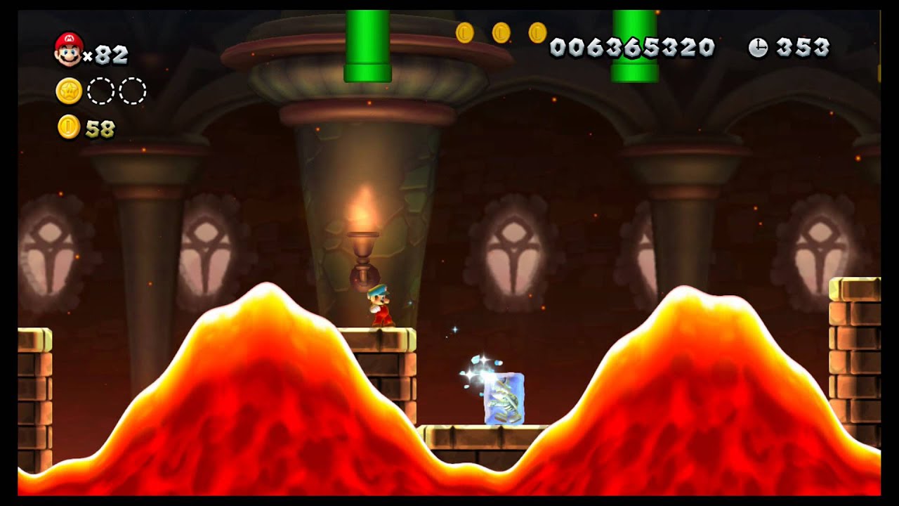 [WiiU] New Super Mario Bros U Mundo 5 (Jungla Sirope) Nivel Final (El Castillo en erupción de Iggy)