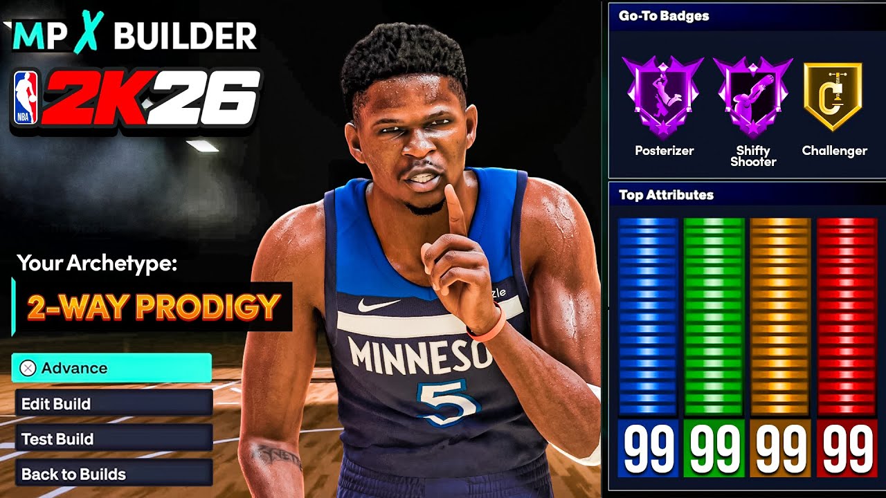 ANTHONY EDWARDS "2-WAY PRODIGY" BUILD w/ NO WEAKNESSES in NBA 2K26! BEST GUARD BUILD