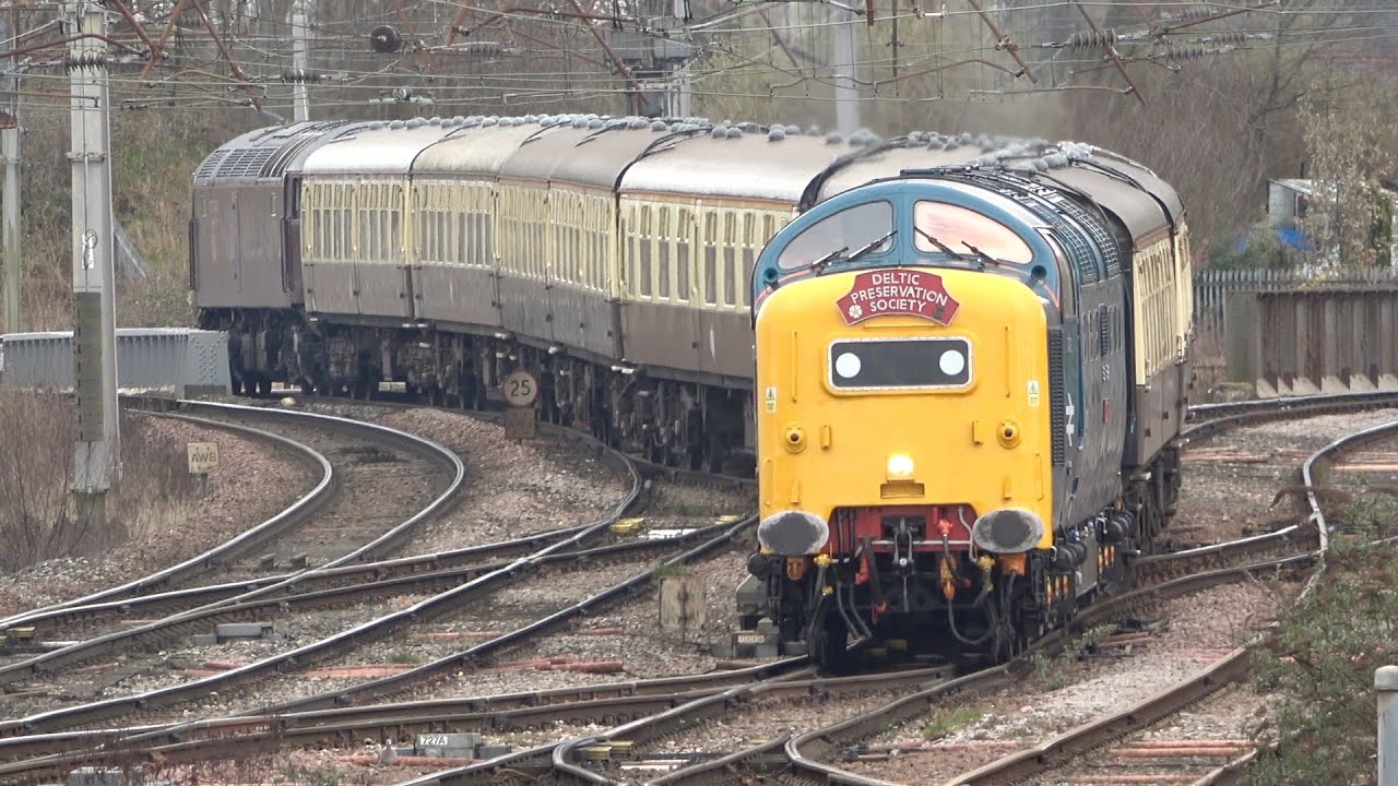 Deltic 55009 adds to the Carlisle Variety! 55009 Alycidon, classes 56, 57, 66, 68, 70. 27 29 Mar 23