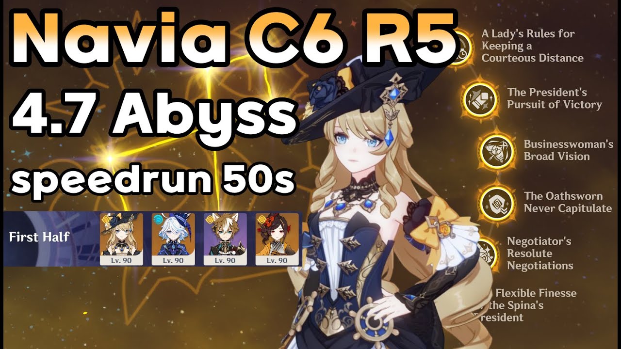 Navia C6 R5 4.7 Spiral Abyss Speedrun 50s