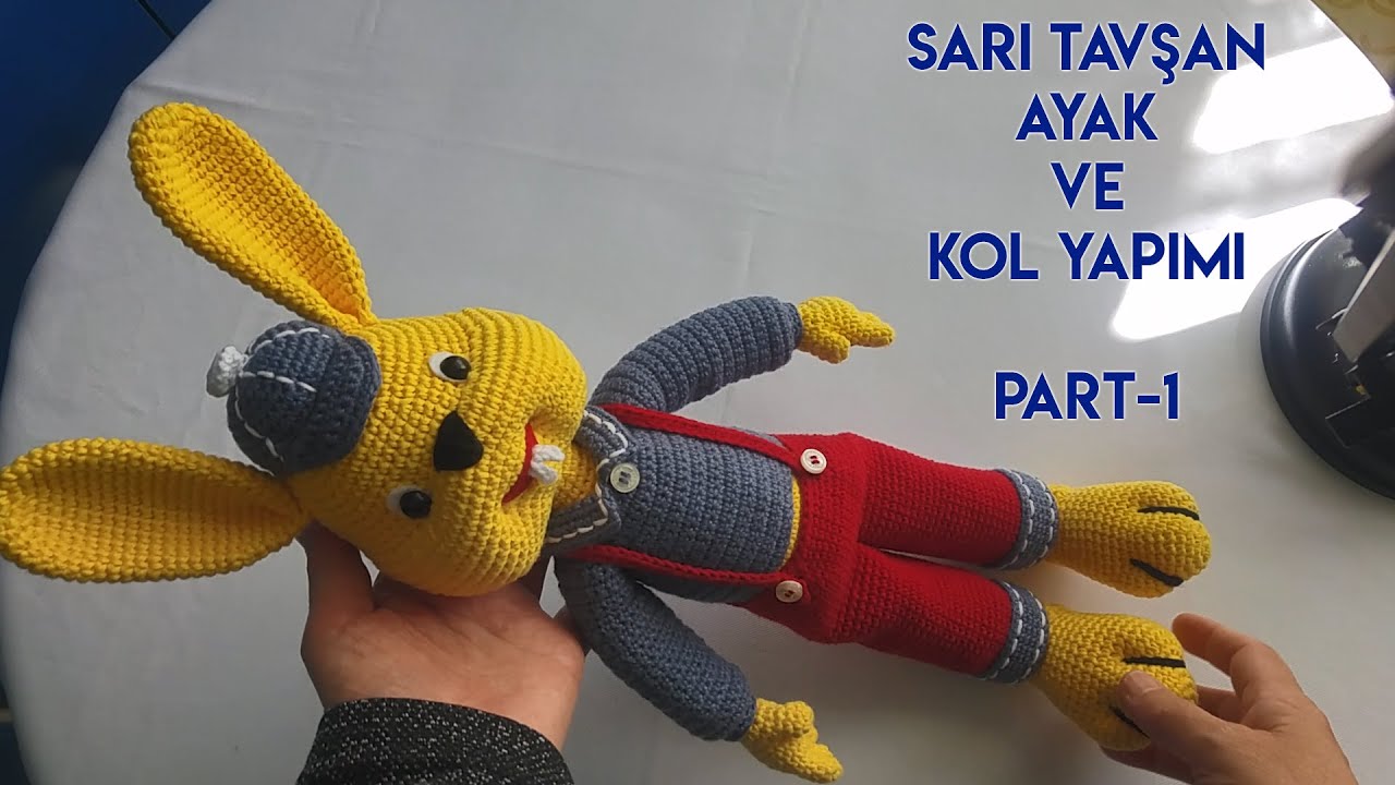 44 cm Sarı tavşan ayak bacak ve kolların yapımı PART 1 (amigurumi) (Englishsubtitle)