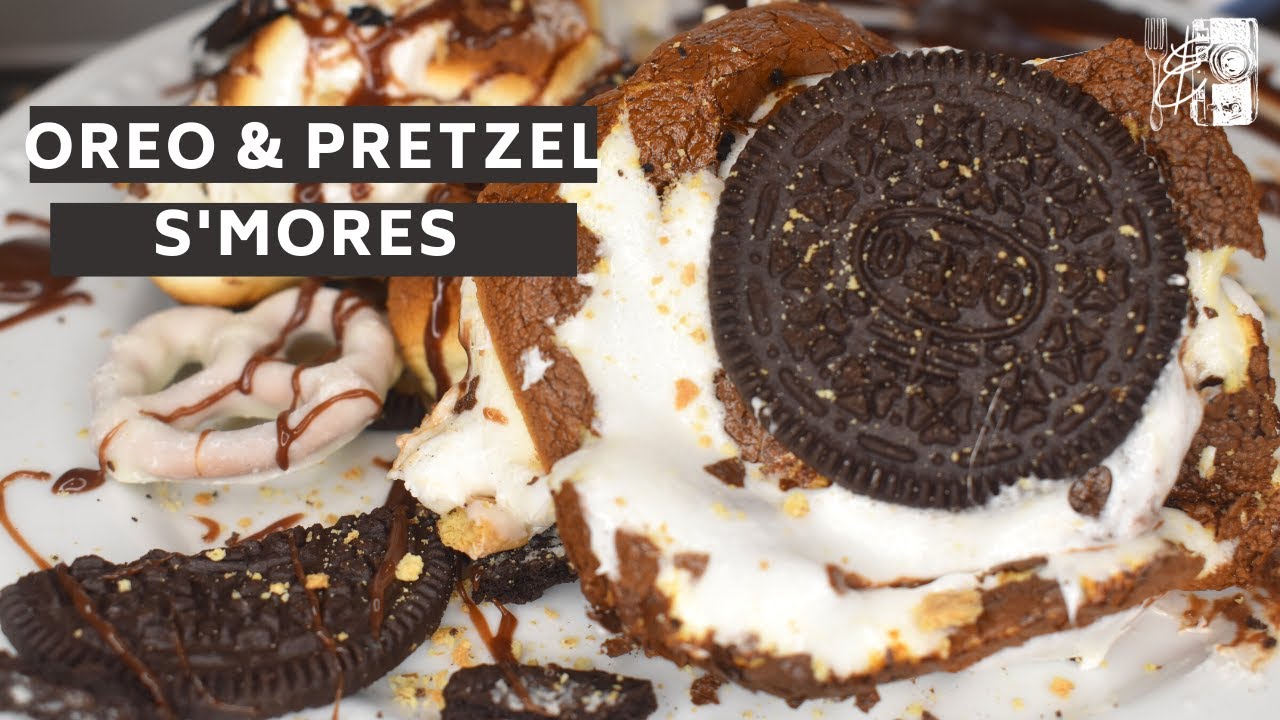 Oreo & Pretzel S'mores | S'moreo Recipe | Oreo & White Chocolate Pretzel S'mores | Indoor S'mores