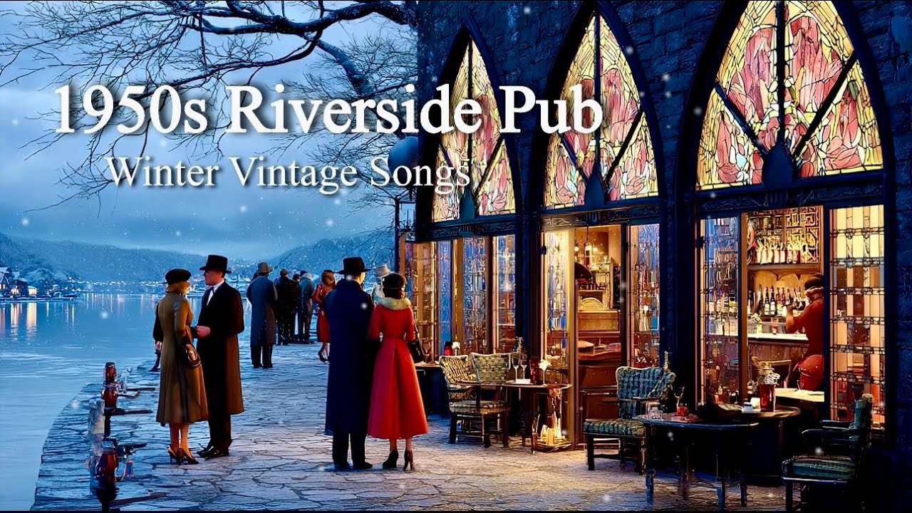 Trip to 1950s Winter Riverside Pub | Nostalgic Vintage Songs