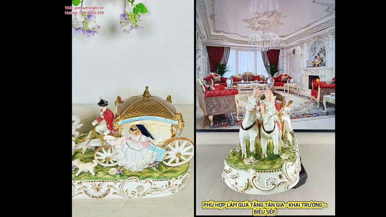 Tượng Ngựa Kéo Xe Châu Âu Cổ Điển | Vẻ Đẹp Hoàng Gia Trong Không Gian Sống 
