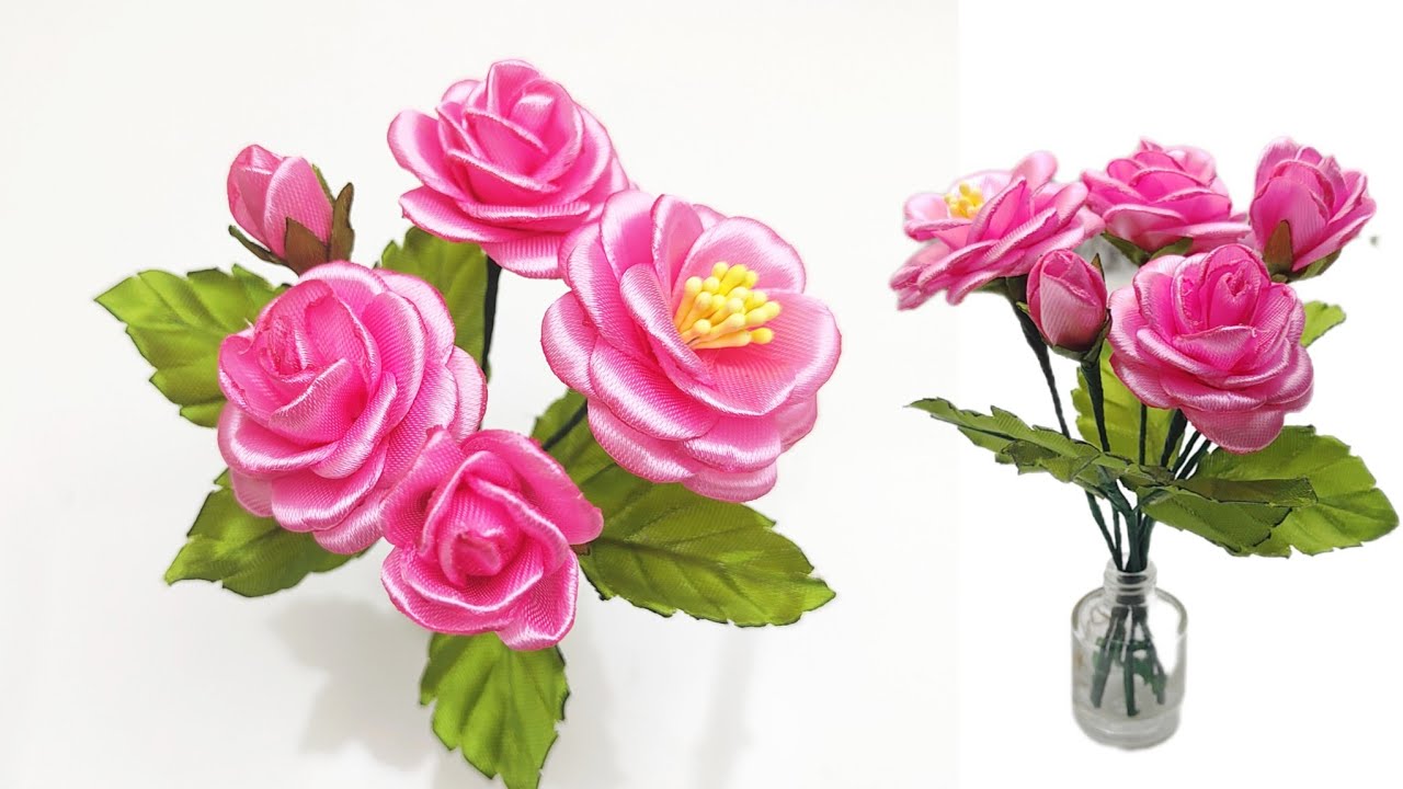 DIY ribbon roses/make 5 types of satin ribbon roses with just 1 petal model
