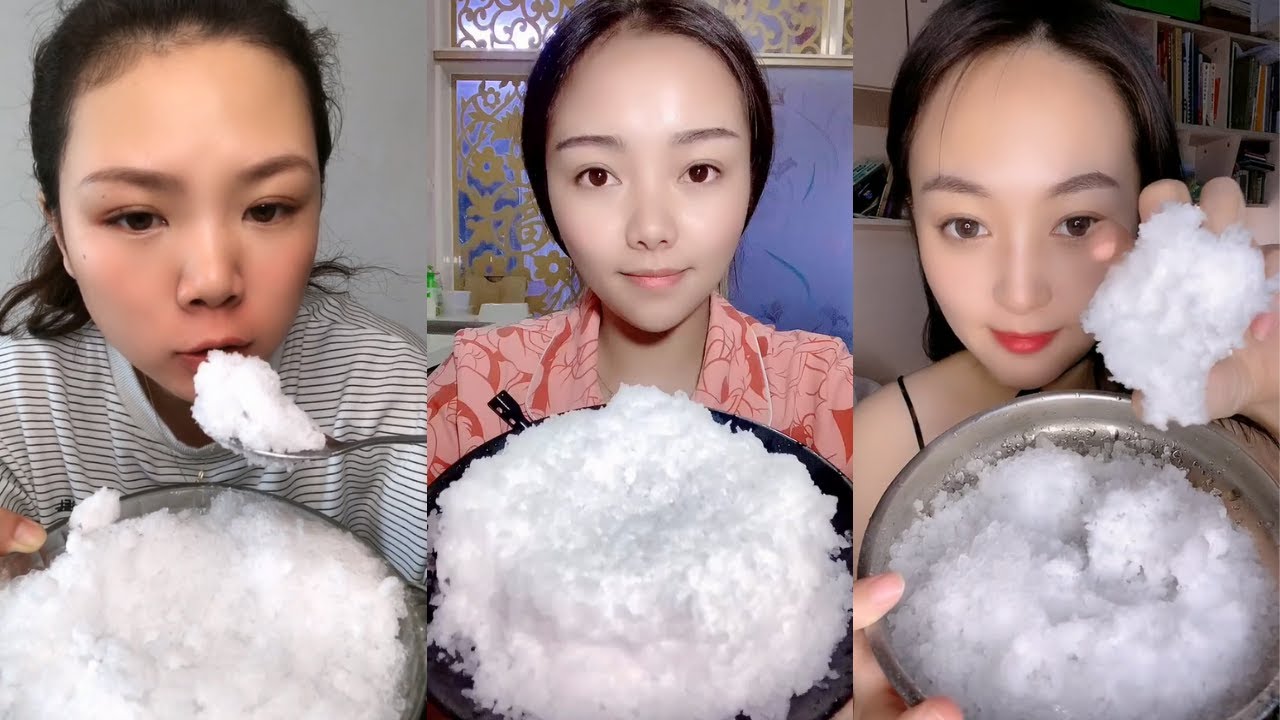 SOFT WHITE ICE EATING ASMR | FLUFFY ICE EATING | ASMR ICE EATING | กินน้ำแข็ง | ăn đá |얼음 먹기