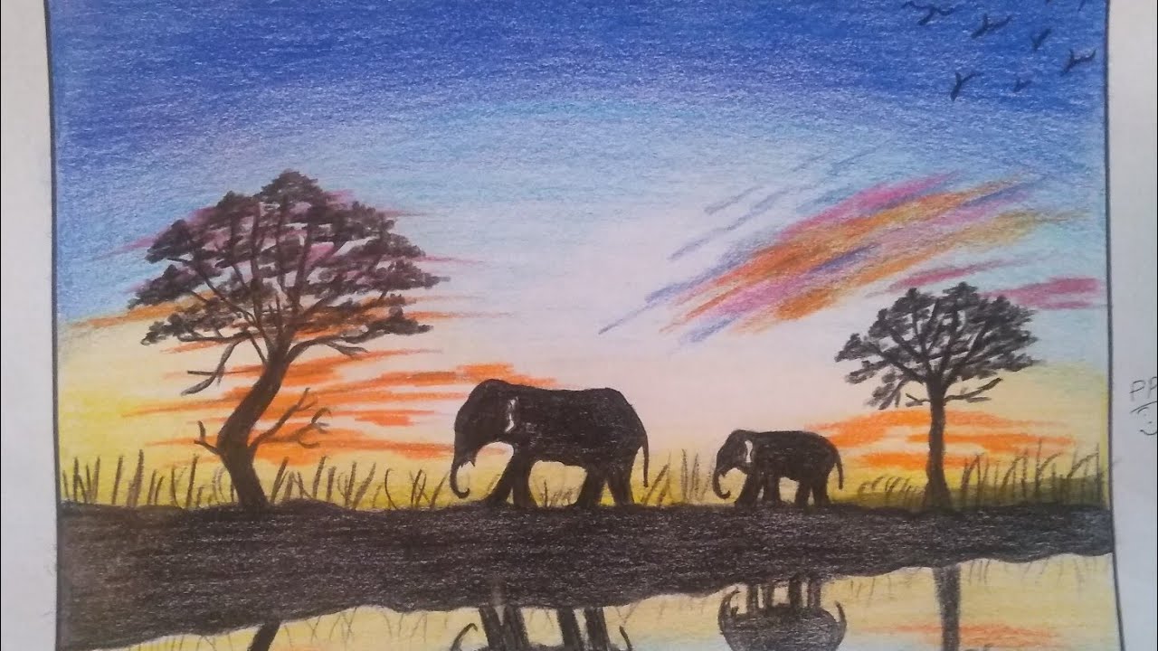 How to draw natural safari /elephant/drawing with Arteza colored pencils😎#safari #elephant