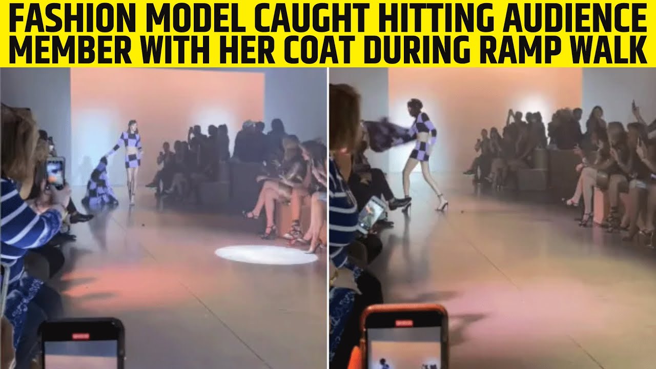 Model Hitting An Audience With Her Coat During Ramp Walk | Model Viral Video Explained!
