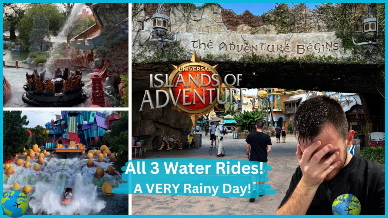 Universal Islands of Adventure - a VERY RAINY DAY + We Ride All Water Rides!