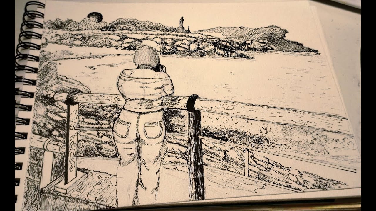 Ink Landscape Speedpaint. Cabo Mayor (Santander, Spain)