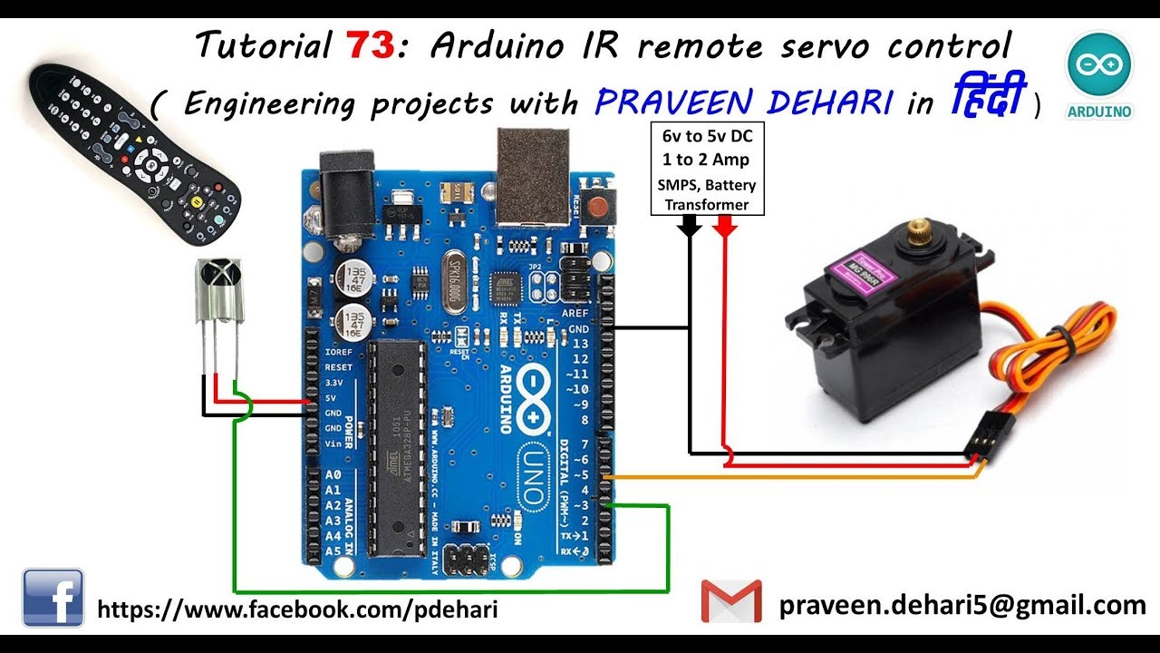 Arduino IR remote servo control (Tutorial :73  in हिंदी  )