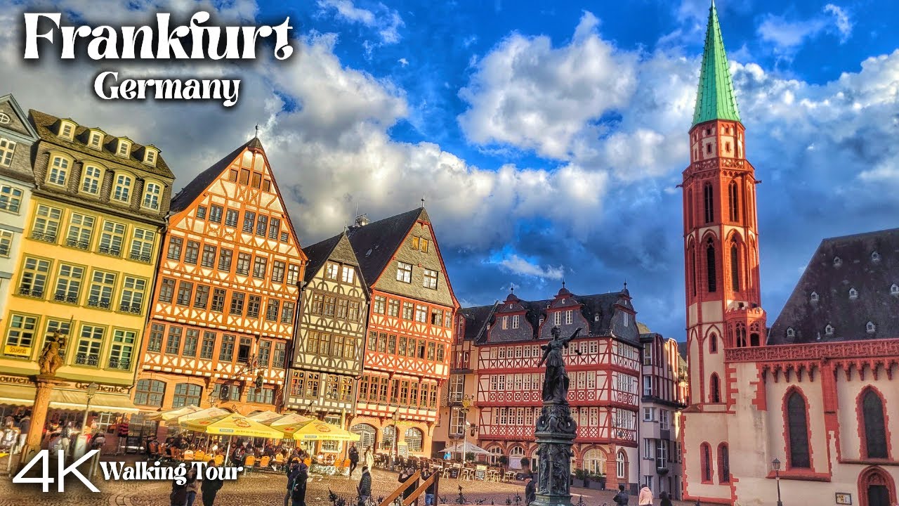 Frankfurt, Germany Walking Tour - The Financial Center of Europe - 4K UHD 60fps