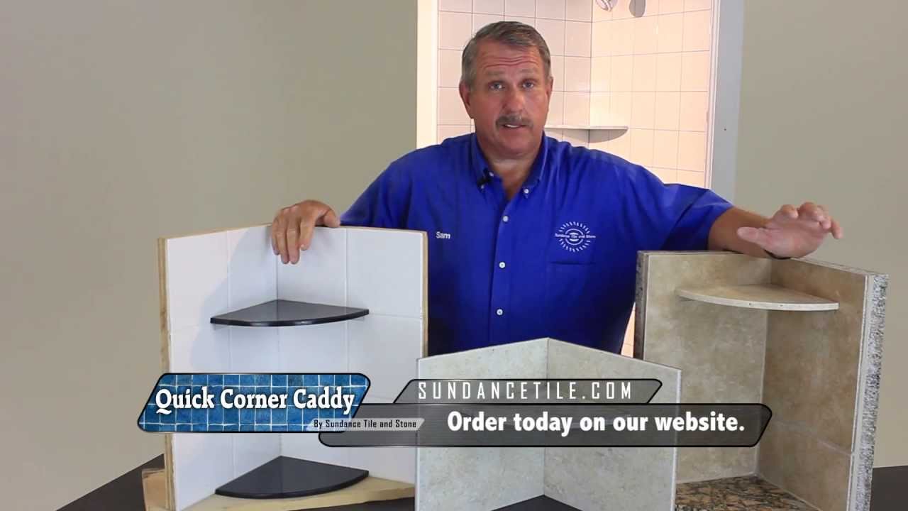 How to install a beautiful natural stone corner shelf in your shower.