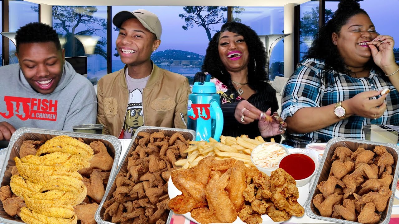 JJ Fish & Chicken Mukbang Family Style with Cathy (Subscriber)