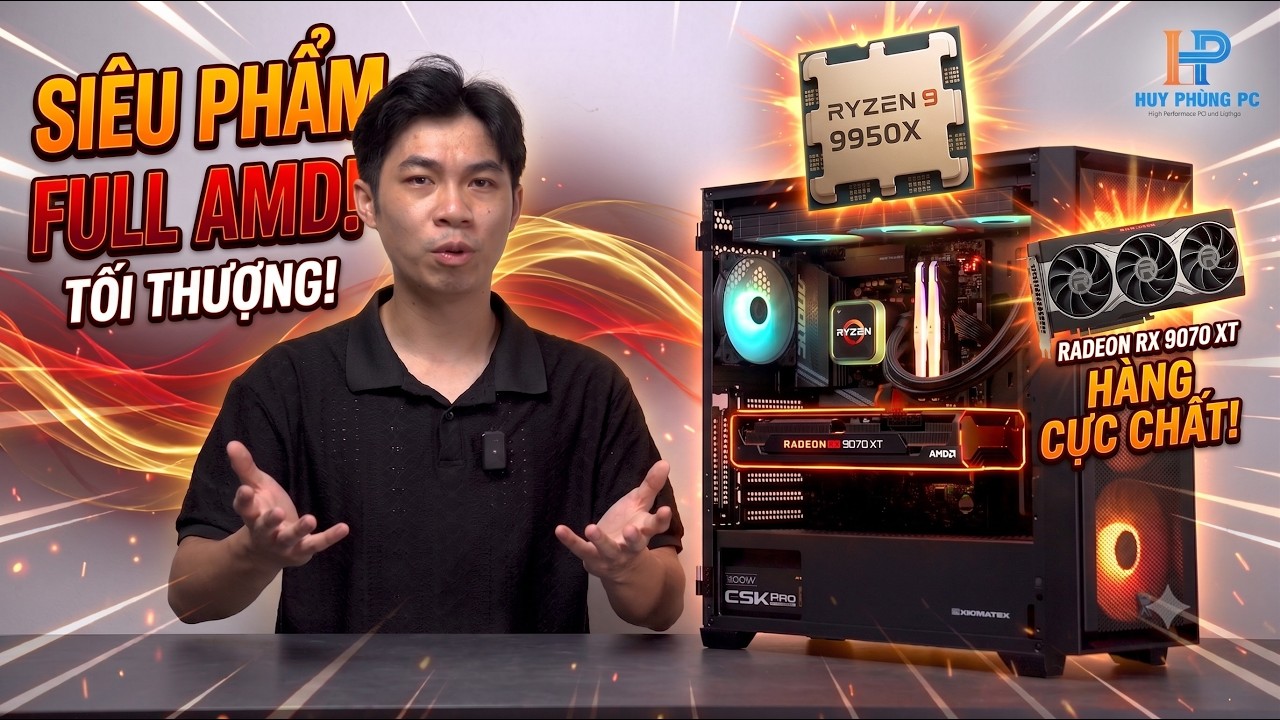 FAN đội ĐỎ qu&aacute; l&agrave; CHẤT LƯỢNG !!! PC 64 CỦ R9 9950X - RX 9070 XT