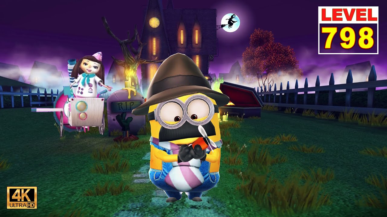 Minion Rush Dad Vs Meena Boss Battles - Beat Meena 20 times at Halloween Residential Area | UHD 4K