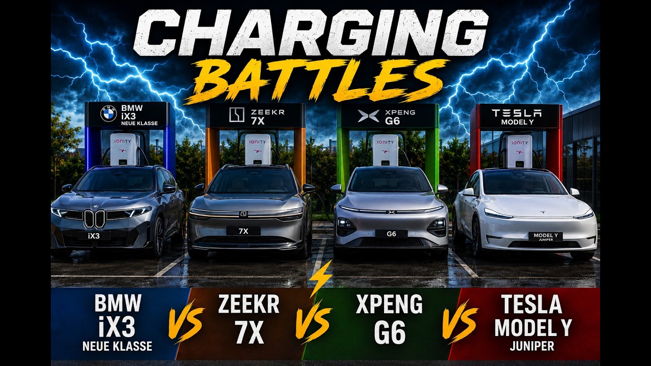 Ultimate charging battle 2026: BMW IX3 50 v Xpeng G6 LR v Zeekr 7X LR v Tesla Y LR. New boss?