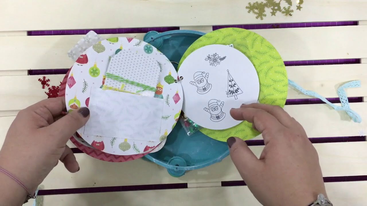 Scrapbooking navideño | Correo bonito - Snail mail en una Pandereta | inspiración