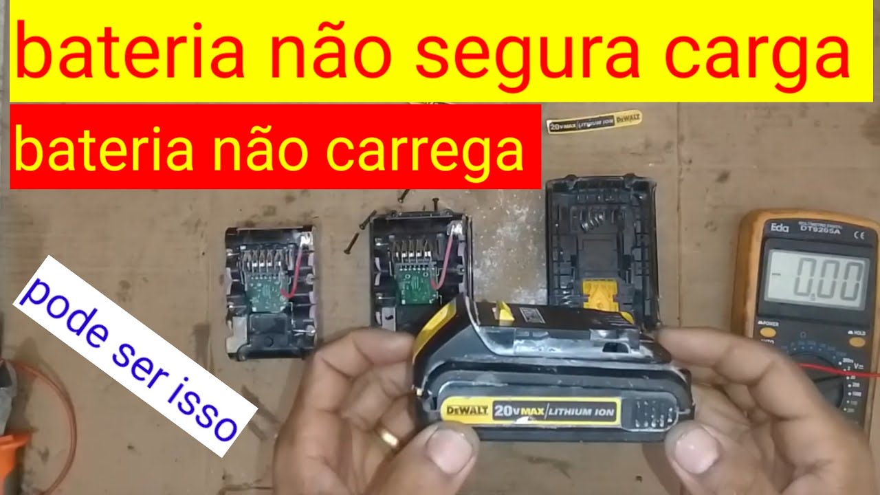 bateria dewalt não carrega, bateria não segura carga, bateria da parafusadeira não carrega