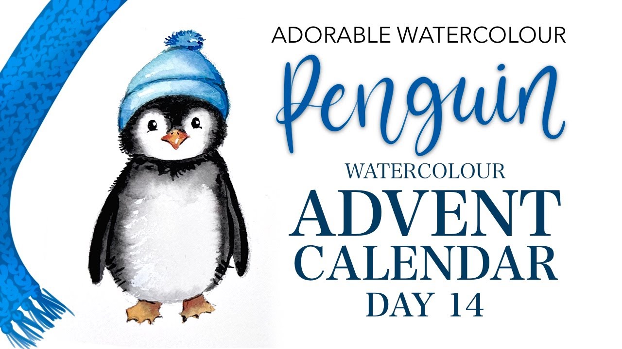 Adorable Watercolor Penguin - Advent Calendar Day 14