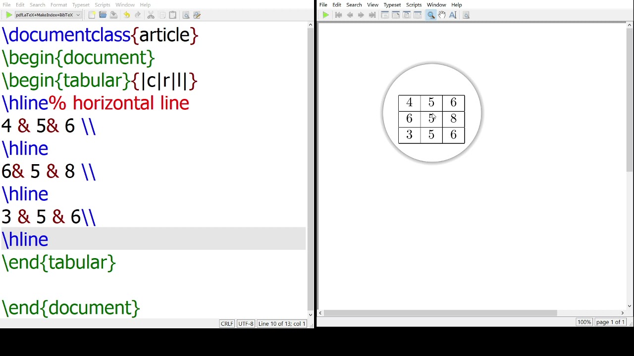 How to create table in latex (Cont.)