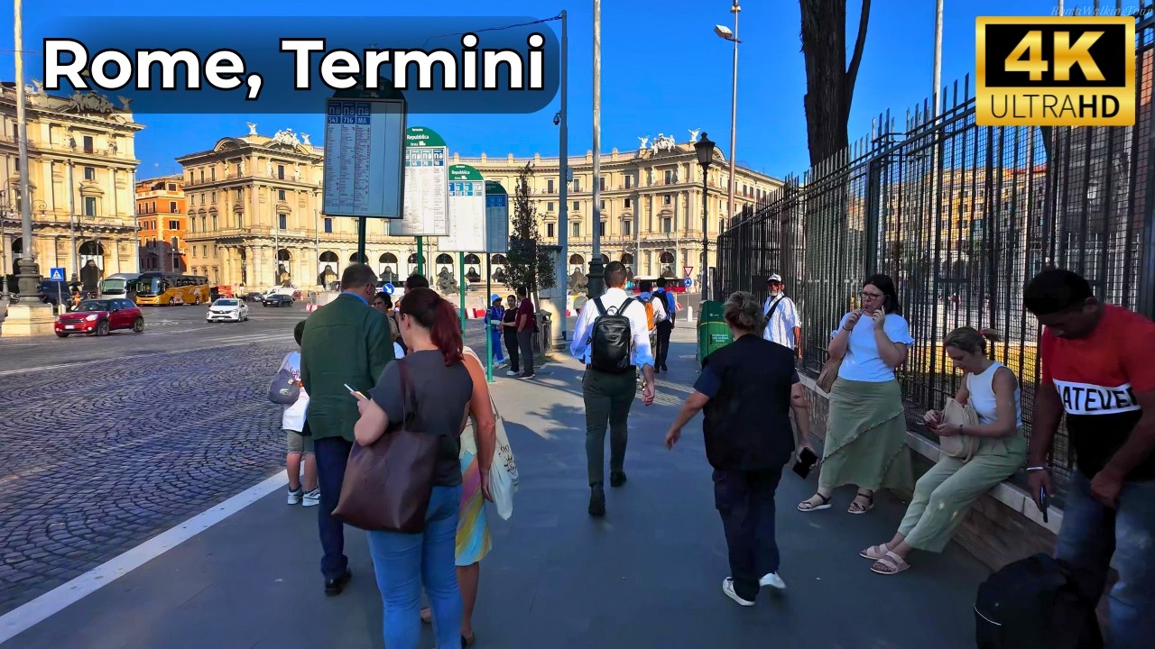 Рим 🇮🇹 – Прогулка по району Термини 2025 | Жизнь, Церкви и Улицы в 4K