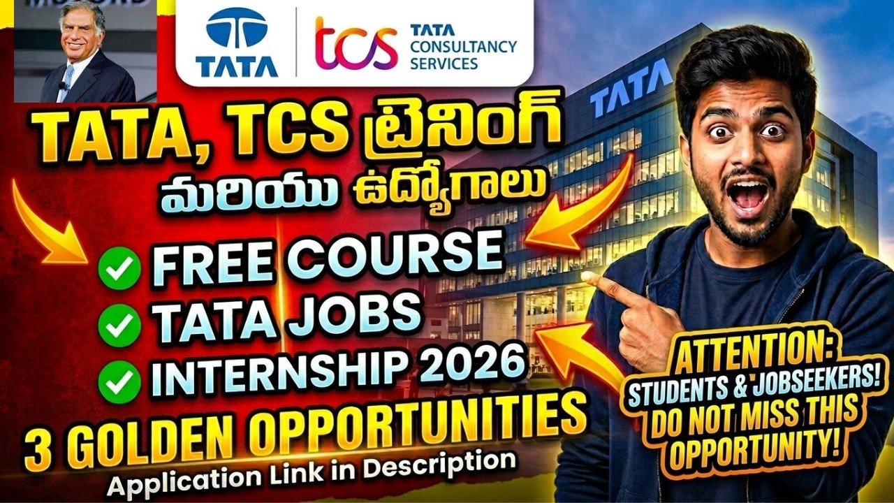 🔥TATA Launches 3 FREE Opportunities 2026 🇮🇳 |No Interview | Free Course + Internship +Jobs|Apply Now