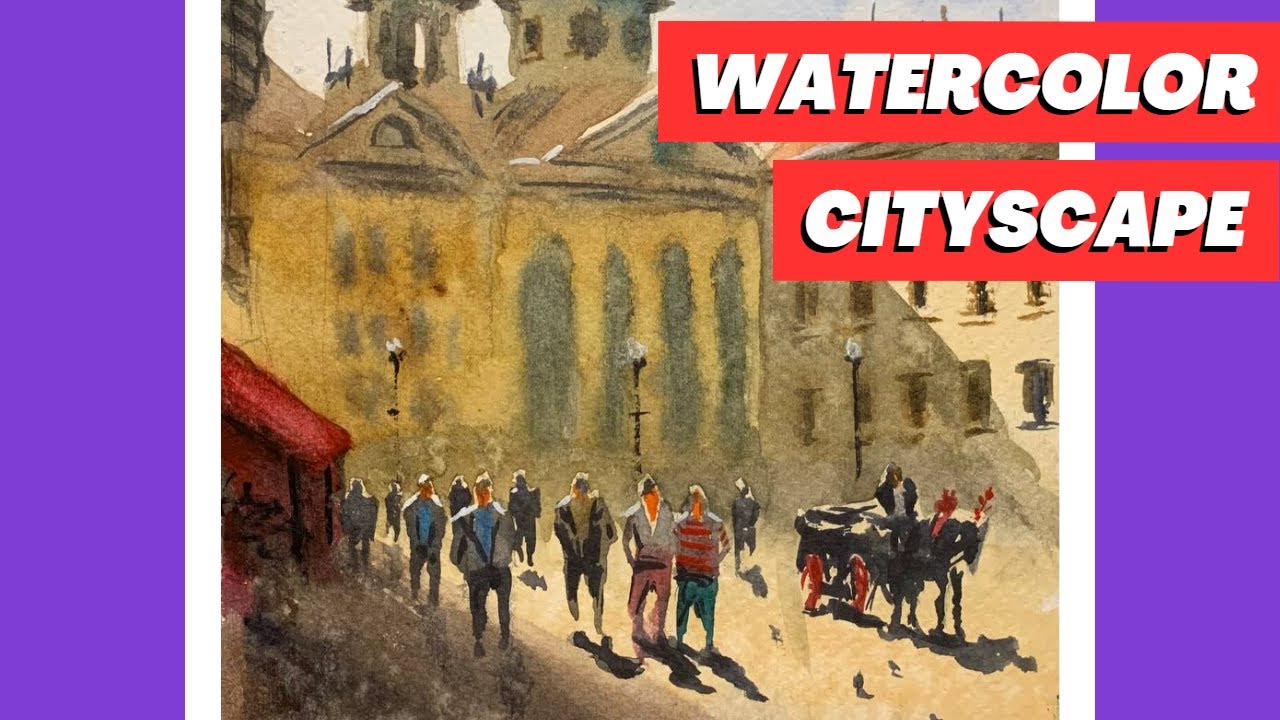 Watercolor cityscape study after Joseph Zbukvic