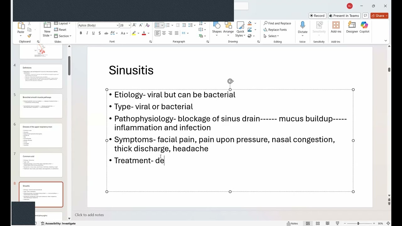 Part 1 respiratory system anatomy overview and diseases of upper respiratory tract