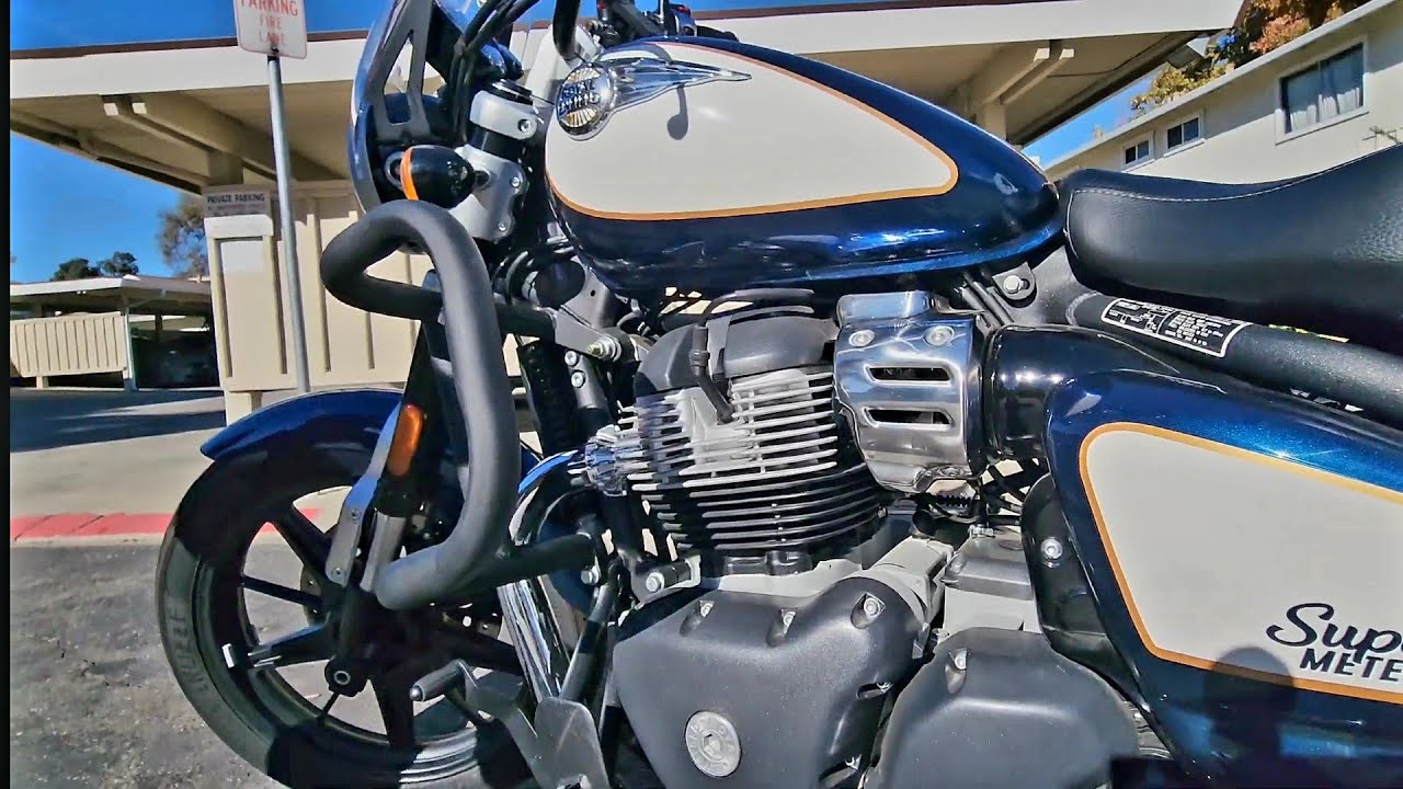 Super Meteor 650. Engine / Leg Guard Installation. Celestial Blue 