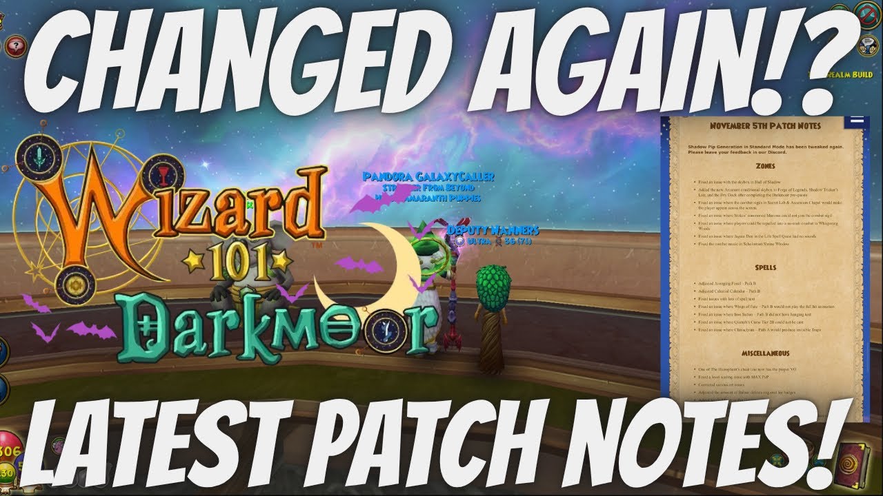 ТЕНИ СНОВА ИЗМЕНИЛИСЬ! Заметки к патчу для тестового мира Wizard101!