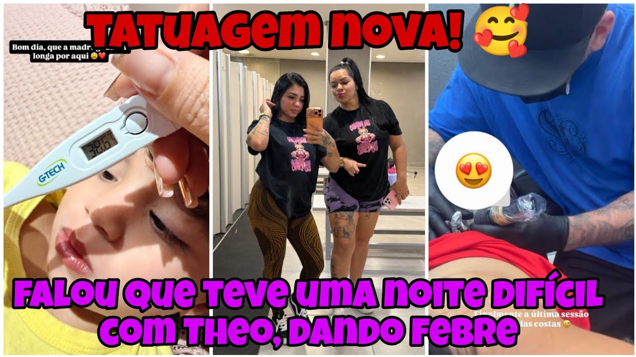 Josi falou que a noite foi longa, o Theo estava passando mal! Ela finalizou a tatuagem 