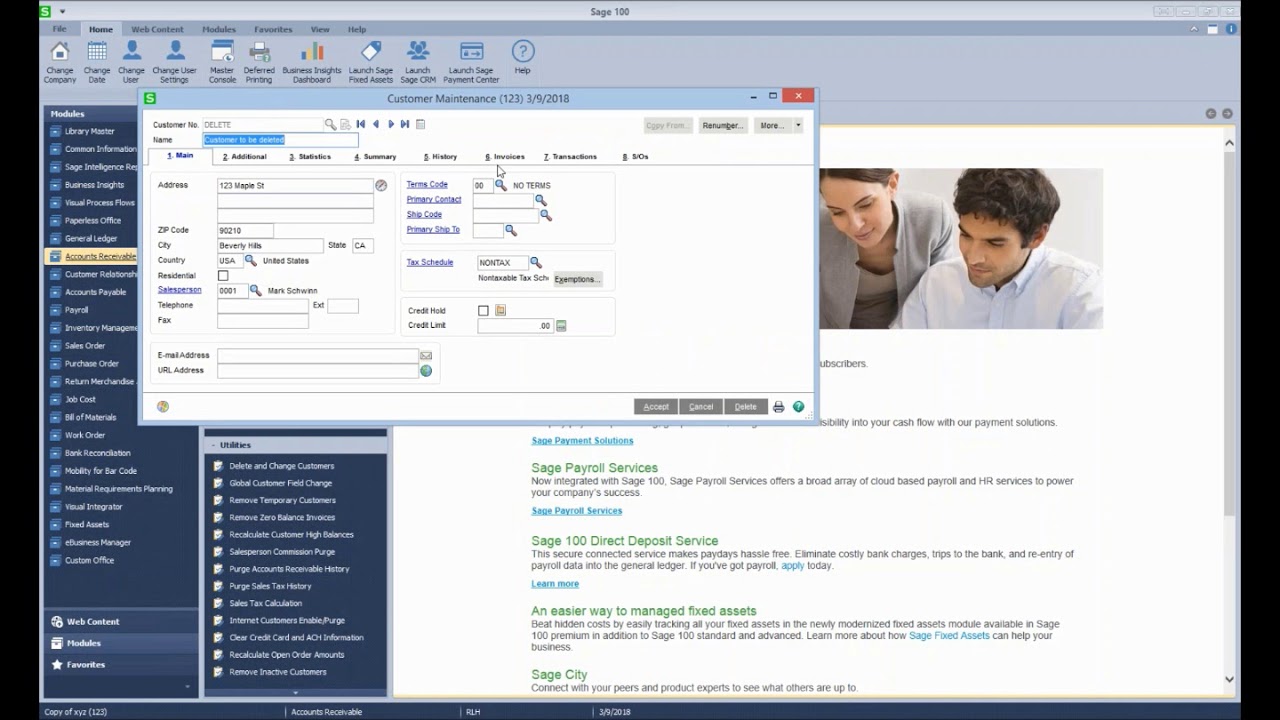 How to Delete and Change Customers in Sage 100